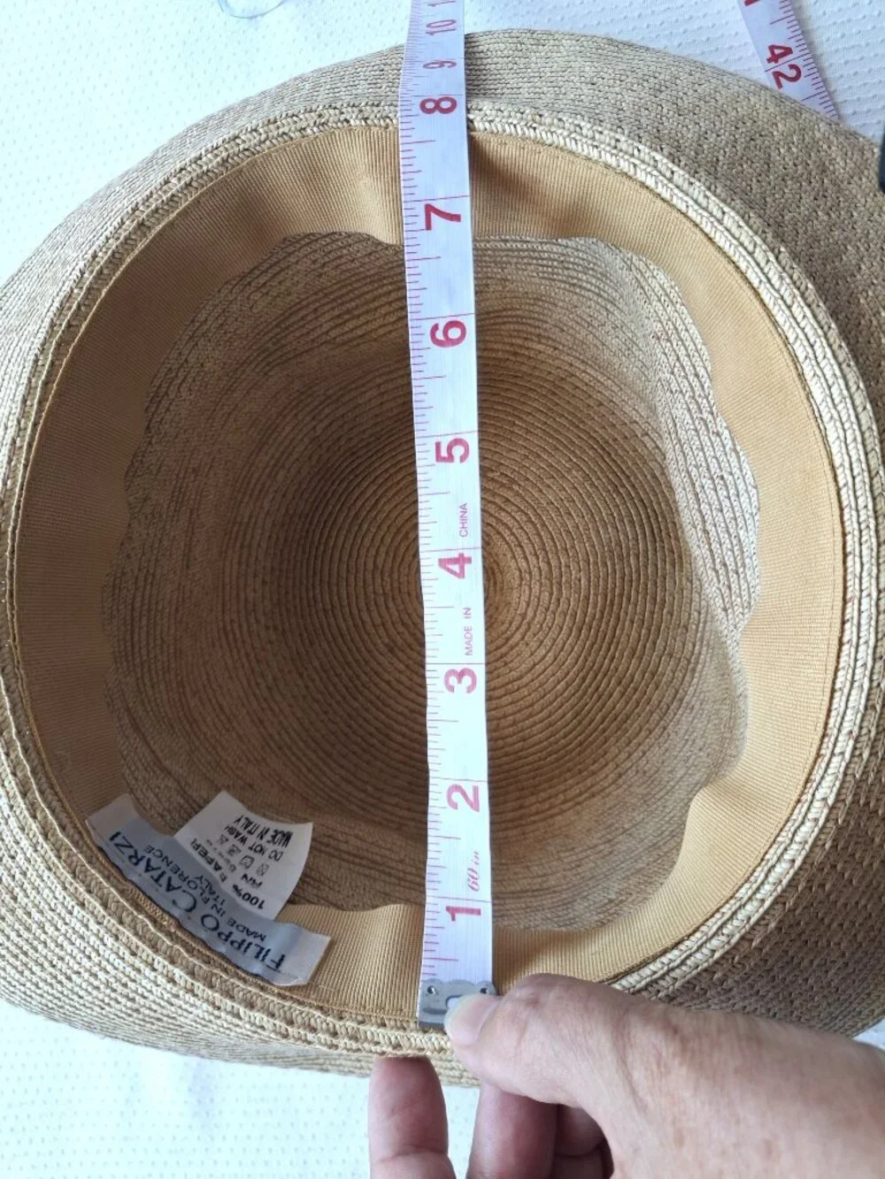 Filippo Catarzi Italy Paper Straw Cloche Sun Hat Beige Wide Brim Womens OS